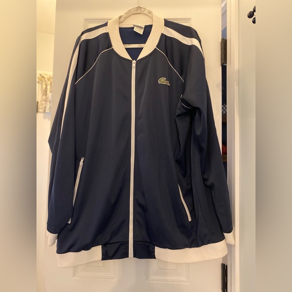 Lacoste Other - Lacoste Paris Size 9 Navy & White Men’s Zip Jacket Tennis Vintage Crocodile Logo